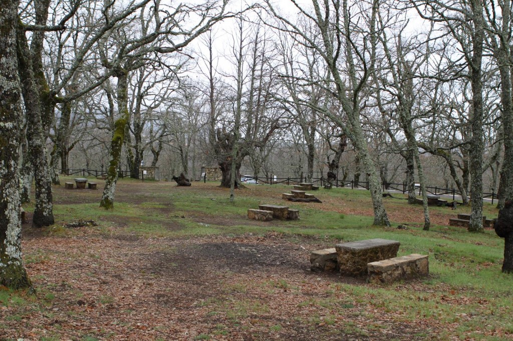 Ubytovanie v La Alberca a park okolo chaty. Je tu voda na pitie a mytie.