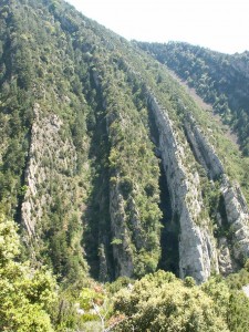 Zvislé zárezy za tunelom na ceste č.N230...