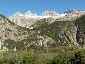 Štíty okolo 3000 m.n.m. nad kúpeľami a až tam by mali byť jašterice Iberolacerta bonalli. Je to hrozná diaľka. Tak to vzdáváme.